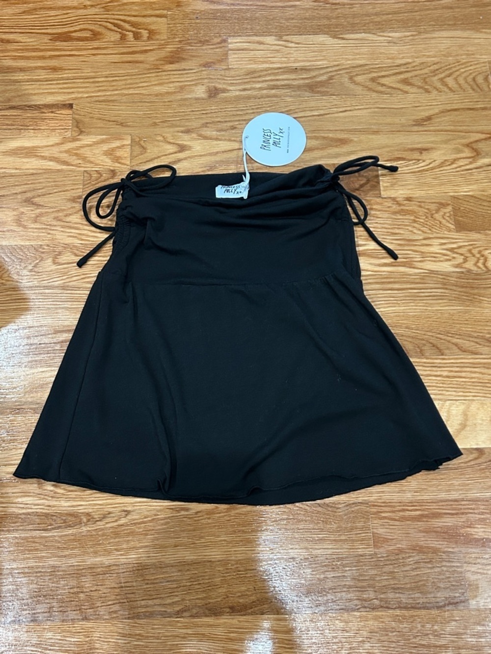 Princess Polly Black Mini Skirt with Side rouching Tie Details us size 4 new